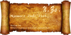 Nyemecz Zsüliet névjegykártya